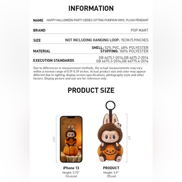 Pop Mart Labubu Happy Halloween Party Series Sitting Pumpkin Vinyl Plush Pendant - Picture 11 of 12